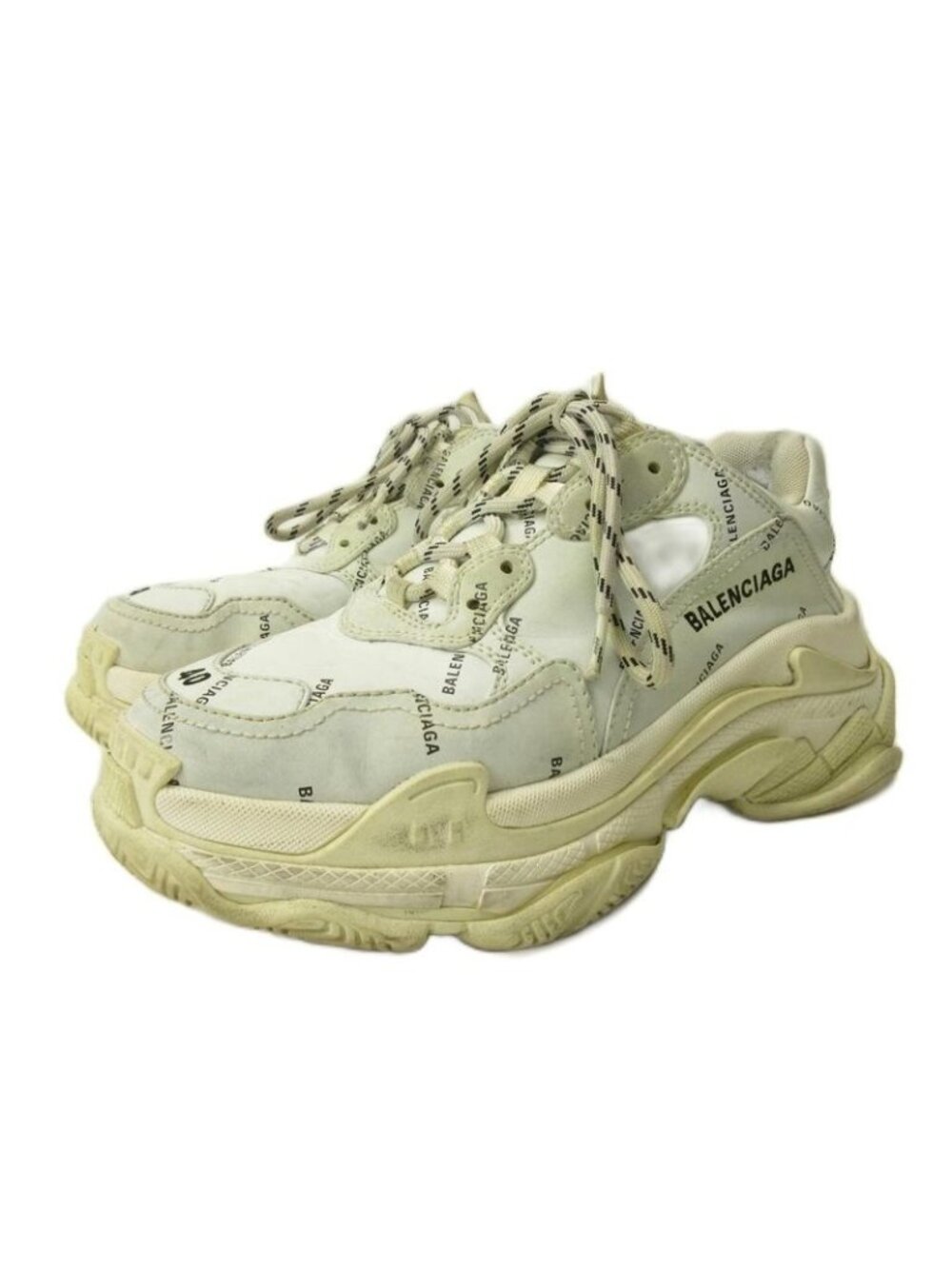 Balenciaga Triple S Sneakers Shoes Low Cut Thick Sole Leather 40 White - Picture 2 of 9
